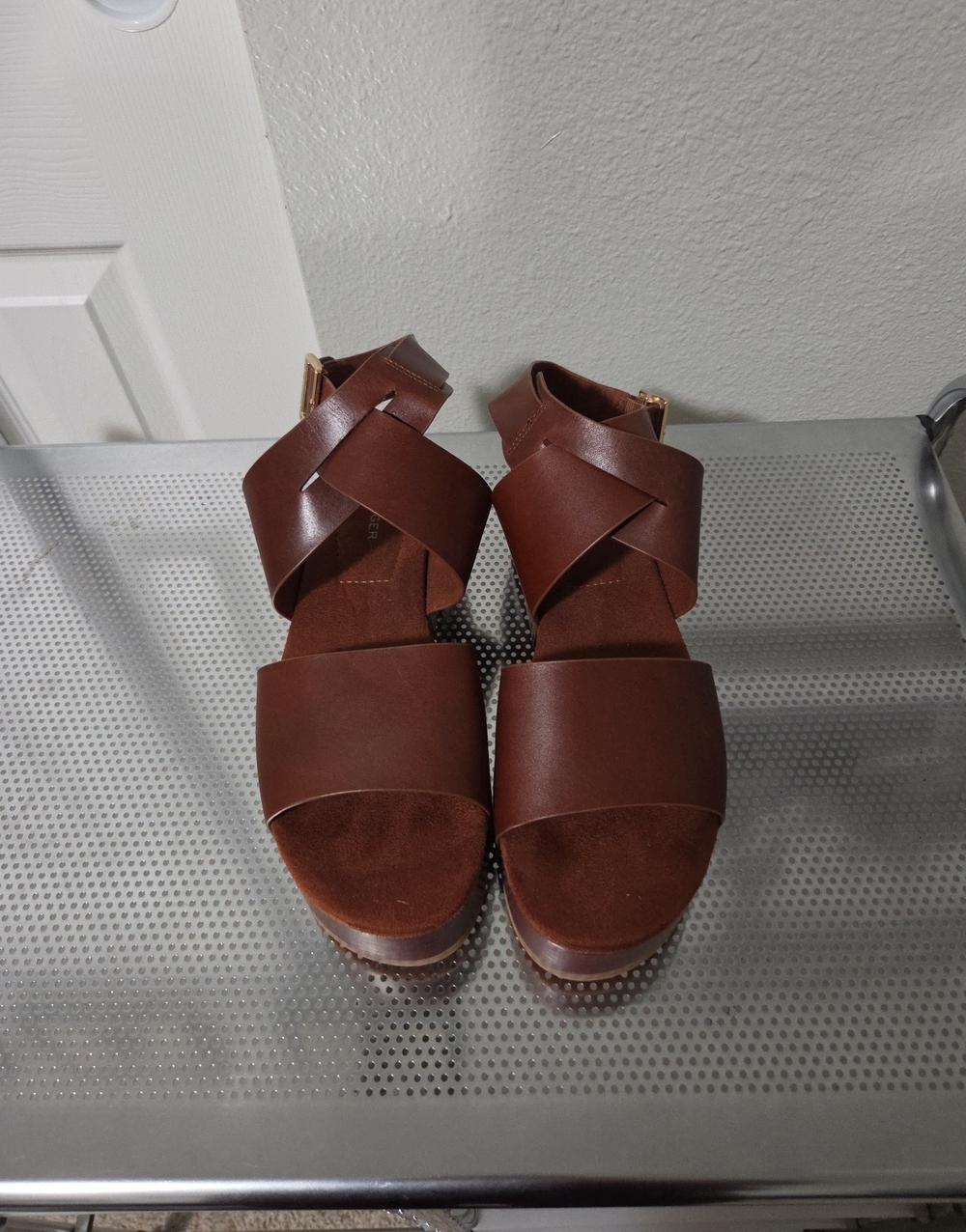 Kelsi Dagger Brown Strappy Wedge Sandals